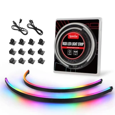 Image de Speclux Neon Digital RGB LED Strip Combo Set Bande PC 400mm 5 V 3 Pin Aura SYNC, Gigabyte Fusion, Avec 12 supports magnétiques puissants