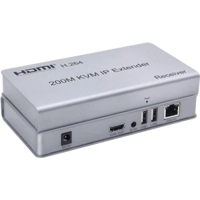 Image de Swallows Extendeur IP KVM HDMI 200M, sur RJ45 Ethernet CAT6 6A émetteur récepteur 1 TX à 20 RX et connexion en cascade USB clavier souris UTP/STP H.264 (RX)