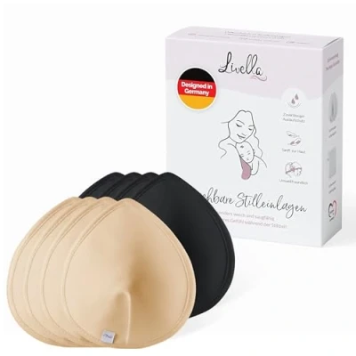 Image de Livella Coussinets d’Allaitement lavables (8 pcs) / Noyau Absorbant en Fibres Naturelles de Bambou/réutilisables/Filet à Linge Inclus