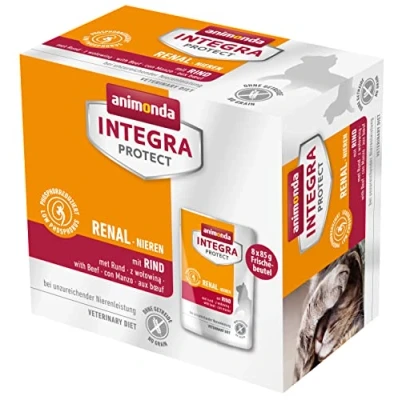Image de Animonda Integra Protect Nourriture humide pour chat Renal (rein) avec bœuf (8 x 85 g), recommandée par le vétérinaire en cas de calculs urinaires, complément alimentaire développé des