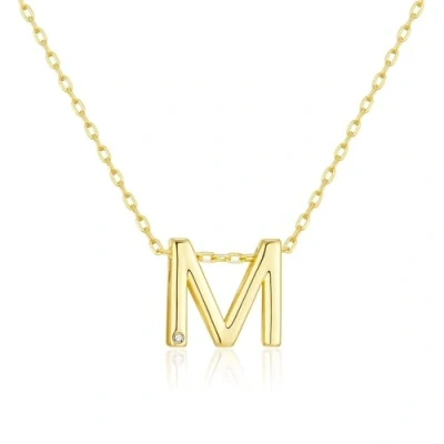 Image de Philip Jones Collier Initiale Plaqué Or Lettre M Créé avec des Cristaux Zircondia®