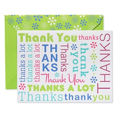 Image de Bleu marine cartes de et enveloppes Kraft style, 50 count Multicolored Script