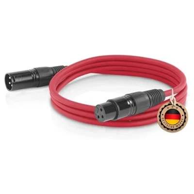 Image de ETEC, câble XLR, microphone, fiche XLR vers prise d&#039;extension rouge, 1,50 m