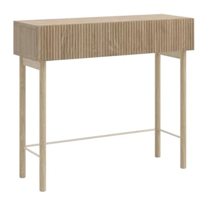 Image de Table console avec tiroir NOLIE debout 90 cm couleur de bois chêne huilé