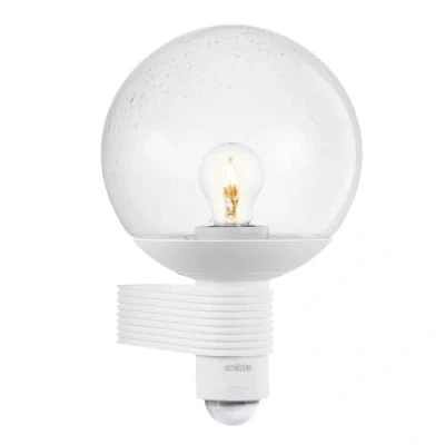 Image de Steinel 611118 Applique extérieure L 400 S Blanc, détecteur de Mouvement 240, portée Max. 12 m, Classique, Corps en Verre soufflé à la Bouche