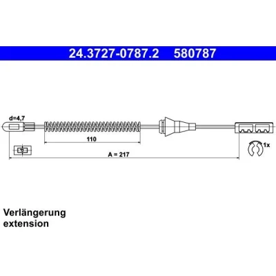 Image de ATE 24.3727 0787.2 Câble De Frein 217 OPEL: Corsa C 3/5 portes, VAUXHALL: Mk2