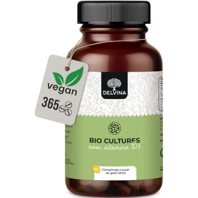 Image de DELVINA Lutter Contre la Mauvaise Haleine Vegan 365 Pastilles pour l&#039;Hygiène Bucco dentaire sans Bain de Bouche Cultures Bactériennes avec Vitamine D3, Saveur Citron (Réserve 1 An)
