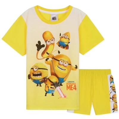 Image de MINIONS Court Pyjama Garçon, 2 Pièces Pyjashort Été Set Cadeau Garçon (Moutarde/Jaune, 3 Ans)