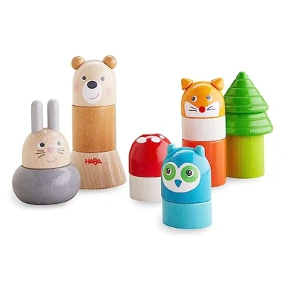 Image de HABA Jeu à empiler Amis de la forêt Jouet en Bois Enfant, bébé 18 mois 306960, Coloré