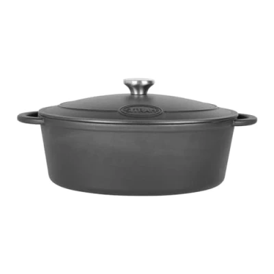 Image de Sitram 714949 COCOTTE TRADIFONTE Ovale en Fonte émaillée 6,5 litres Extérieur Noir et intérieur Blanc Toutes Sources de Chaleur y Compris Induction Idéale pour Repas 6 à 8 Personnes