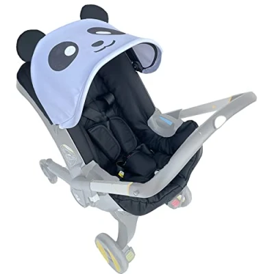 Image de Kit de tissu remplacement, auvent lavable et siège compatible avec la poussette DOONA (Couleur panda)