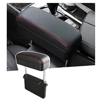 Image de SHAOHAO accoudoir Voiture Universel Coussin d&#039;accoudoir, Support de coude, Ajustable, Hauteur Confortable, coude Forearm Wrist Rest, Console Centrale réglable et Confortable (Ligne Rouge)