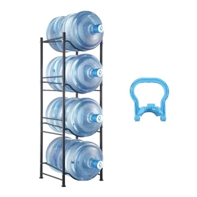Image de VEVOR Rack à Bonbonnes 4 Niveaux, Support Bouteille d’Eau de 18,9 L Capacité Pièces, Range Solide Une Rangée, Organisateur Bouteilles d&#039;eau pour Cuisine, Bureau, Salon, Usine