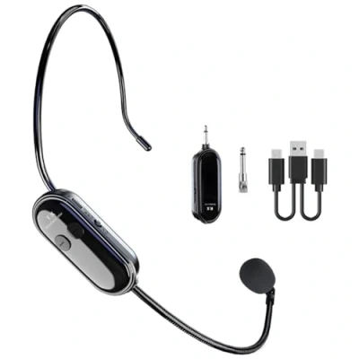 Image de Microphone Sans Fil,2.4GHz Wireless Transmission Fil de 165 Pieds, Prise Jack 6,35mm et 3,5mm Casque Micro Rechargeable pour Haut parleurs, Amplificateur Vocal, Système Sonorisation