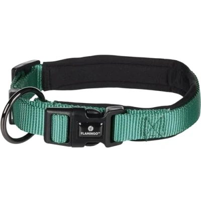 Image de Flamingo Collier Abbi Vert S 40 45cm 20mm Réglable en continu et avec Boucle à clic Anneau métal pour Laisse décharge de Traction réduire la Pression