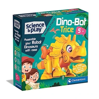 Image de Clementoni Science &amp; Play Robotics Dino Bot Tricératops Robot Assembler, Dinosaure Enfant, Scientifique 5 Ans, Jeu Éducatif Made in Italy, 75074, Orange, Moyen
