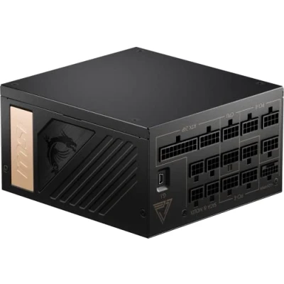 Image de MSI MEG Ai1300P PCIE5 Bloc d&#039;alimentation, Prise EU, 1300W, 80 Plus Platinum, ATX 3.0 100% Modulaire, Support GPU PCIe 5.0, Condensateurs Japonais, Gaming Intelligence, Câbles Gainés, Garantie 10 Ans