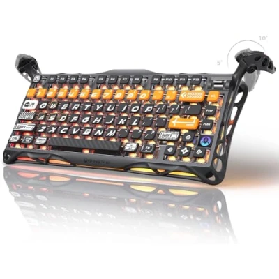 Image de GravaStar Mercury K1 Pro Clavier de jeu BT5.0/2.4G/USB C, 75 % Gasket mécanique remplaçable à chaud sans fil avec rétroéclairage RVB, Win/Mac, QWERTY (couleur orange)