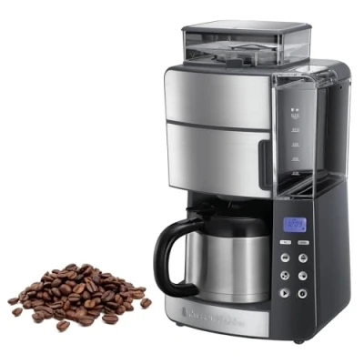 Image de Russell Hobbs Machine à Café, Cafetière Filtre Isotherme Semi Automatique 1000W, Moulin Grains Intégré, Programmable 25620 56 Grind and Brew
