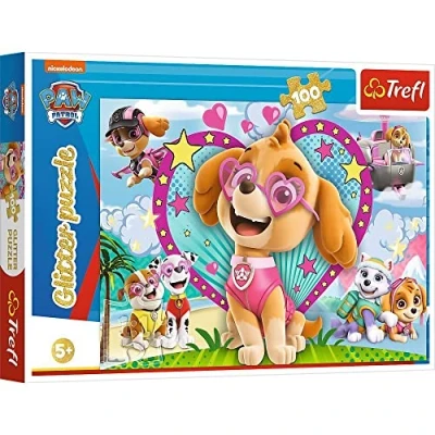 Image de Trefl Glitter Minnie et Sparkles 100 Pièces, pour Enfants à partir de 5 Ans Puzzle, TR14818, Coloré