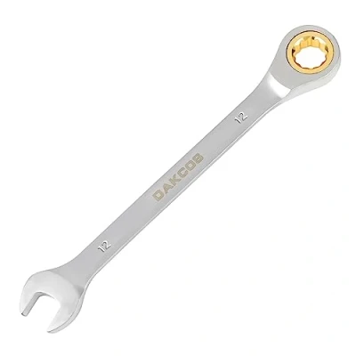 Image de DAKCOS clé à cliquet combinée 12mm dorée en CR V avec finition chromée mate