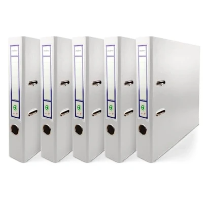 Image de Netuno 5x classeur à anneaux blanc A4 mécanisme 2 5cm plastique d&#039;école pour documents de format levier bureau maison