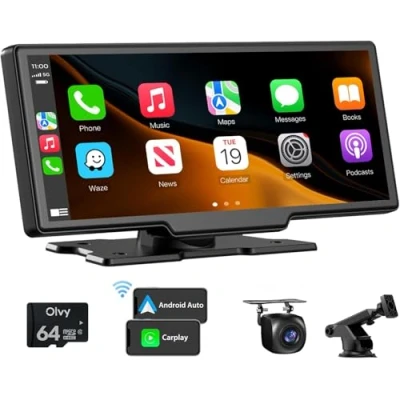 Image de Olvy CarPlay Display Affichage sans Fil Android &amp; Box, Caméra de Recul (10.26 Pouces Display)