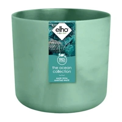 Image de Elho The Ocean Collection Ronde 16cm Pot de Fleur Fabriqués à Base déchets Marins 100% matériaux recyclés Vert/Vert Pacifique