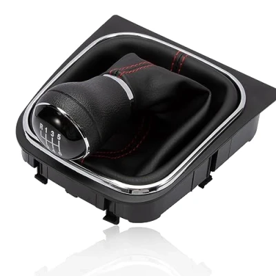 Image de Konuooer pommeau de levier vitesse + soufflet cadre 6 vitesses compatible avec Golf 5 pour EOS Scirocco 3 Jetta 1K0711113 5K0711113 1K8711113