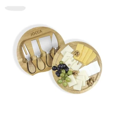 Image de Jocca Set de Plateau à Fromages en Bois avec 4 Couteaux Acier Inoxydable Idéal pour Amateurs Fromage Planche 20 cm Base Antidérapante Cadeau Parfait