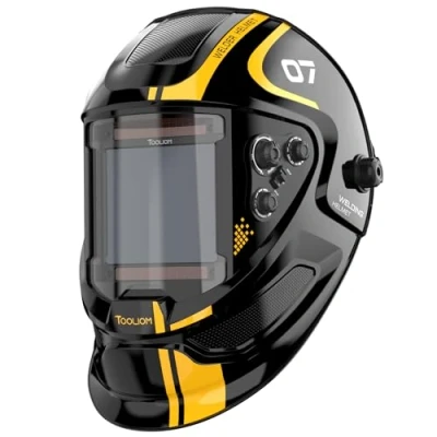 Image de TOOLIOM Casque de soudage à large champ vision 3.94 &quot;x3.66&quot;, cagoule obscurcissement automatique en couleurs réelles, écran protection solaire 4/5 9/9 13