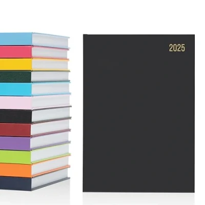 Image de evelay Agenda journalier 2025 annuel complet une page par jour avec couverture rigide Noir Format A5