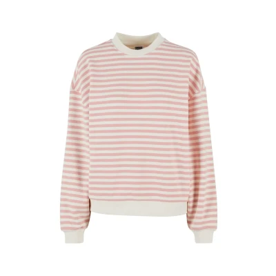 Image de Urban Classics Striped Crewneck Sweatshirt, Femme, Taille: 3XL, Lemonadepink whitesand