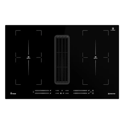 Image de KKT KOLBE IND800DRAFT Plaque de cuisson à induction, avec hotte aspirante, intégrée, 80 cm, 7 kW, 4 zones, 15 niveaux, sans cadre,