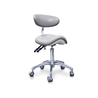Image de QUIRUMED Tabouret Poney hydraulique Elite, Couleur Argent, multidisciplinaire, Acier Inoxydable, Similicuir Cuir, Dossier Ergonomique, Rembourrage en polyuréthane, Hauteur réglable