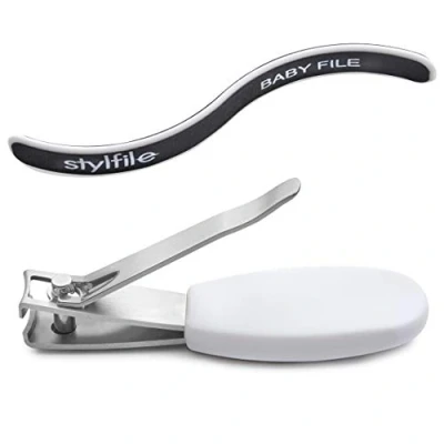 Image de coupe ongles bébé STYLFILE Nipper Clipper : kit manucure pour bébés, de sécurité et lime à en S nécessaire toilette