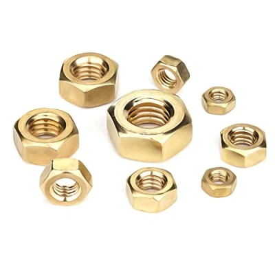 Image de CONPHERON Ecrous Hexagonal en Laiton, Écrous Hexagonaux Mécaniques, Laiton Tête Filetage Insert de Blocage, M2, 100 pcs