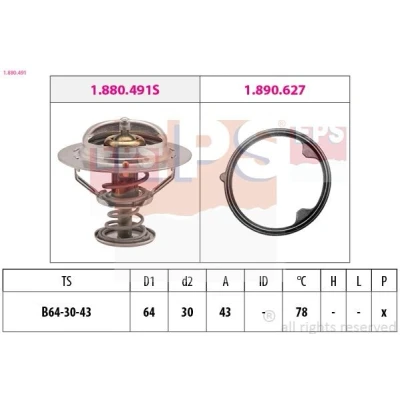 Image de EPS 1.880.491 Thermostat d&#039;eau 78 64 Made in Italy OE Equivalent avec joint d&#039;étanchéite HONDA: CIVIC 8 Hatchback, Prelude V, Accord 7 Tourer