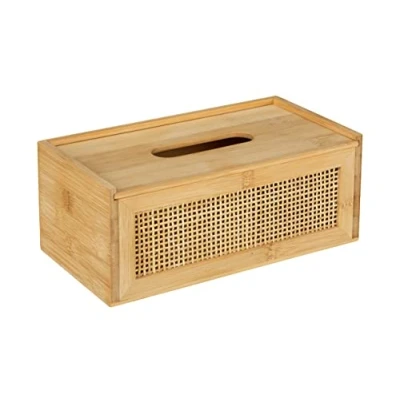 Image de WENKO boîte à mouchoirs Allegre, décorative pour lingettes ou serviettes en rotin et bambou de haute qualité, distributeur style bohème, 25 x 10 13 cm, naturel