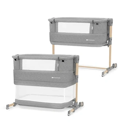 Image de Kinderkraft Neste Grow Lit Bébé Cododo 3 en 1, avec Matelas, Réglage De La Hauteur, Facile Adapter Au du Parent, Naissance Jusqu&#039;à 2 Ans, Pieds Réglables, Sac Inclus, Gris Clair
