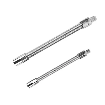 Image de Carkio Lot de 2 rallonges douilles flexibles en acier inoxydable Argenté 1/4&quot; 3/8&quot;