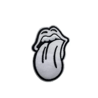 Image de Écusson brodé langue Rolling Stones à coudre ou repasser (blanc)