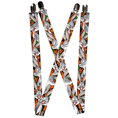 Image de Buckle Down Bretelles Bugs Bunny Expressions/Carottes Noir Jarretelles, Multicolore, Taille Unique Homme
