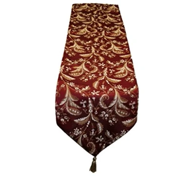 Image de Violet en Lin de Luxe Damas Chemin Table, 33 x 228,6 cm, Bordeaux