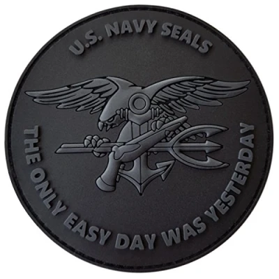 Image de All Black ACU US Navy Seals The Only Easy Day Was Yesterday DEVGRU Subdued Morale PVC Fastener Patch