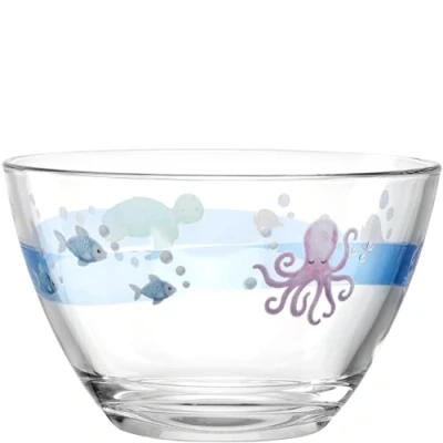 Image de LEONARDO Bambini Avventura Bol pour enfant en verre à paroi épaisse 400 ml, diamètre 12 cm, passe au lave vaisselle, robuste, motif mer