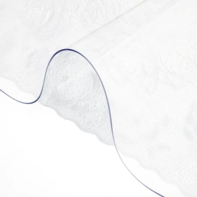 Image de VEVOR Nappe Rectangle Transparente 61 x 152,4 cm Film de Table Transparent en PVC Épaisseur 1,5 mm Découper sur Mesure avec 2 Nappes Tissu 30 46 Protection Maison