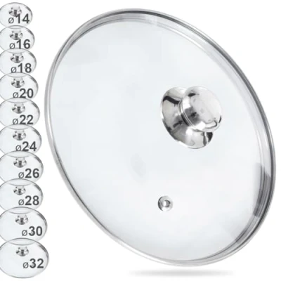 Image de orion group Couvercle en Verre avec anneau acier inoxydable pour casserole et poêle de résistant à la chaleur 200 C universel Diamètre 32 cm