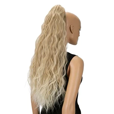 Image de CAISHA 70cm Extra Long Volumineux Ondulé Queue De Cheval Postiche Fibres synthétiques Résistantes Á la Chaleur Avec Clip Papillon Mélange Blond Clair H718
