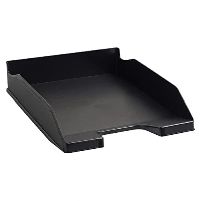 Image de Exacompta Réf. 113014D Lot de 6 corbeilles à courrier COMBO MIDI ECOBLACK dimensions 34,6x25,5x6,5 cm pour documents au format A4 + couleur noir certifié Ange Bleu